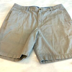 Chaps Men's Khaki Shorts Waist 34 inches flat front and 8 inch inseam